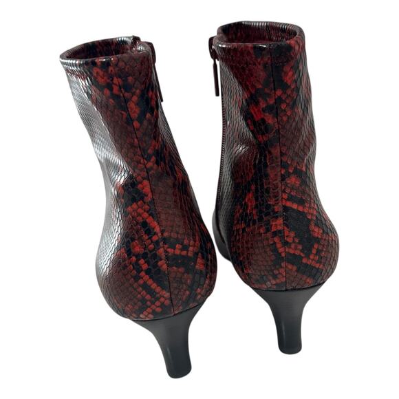 Amelia Grace Nadita Booties Faux Snakeskin Red Heeled Ankle Boot Womens Size 10M - Picture 5 of 8